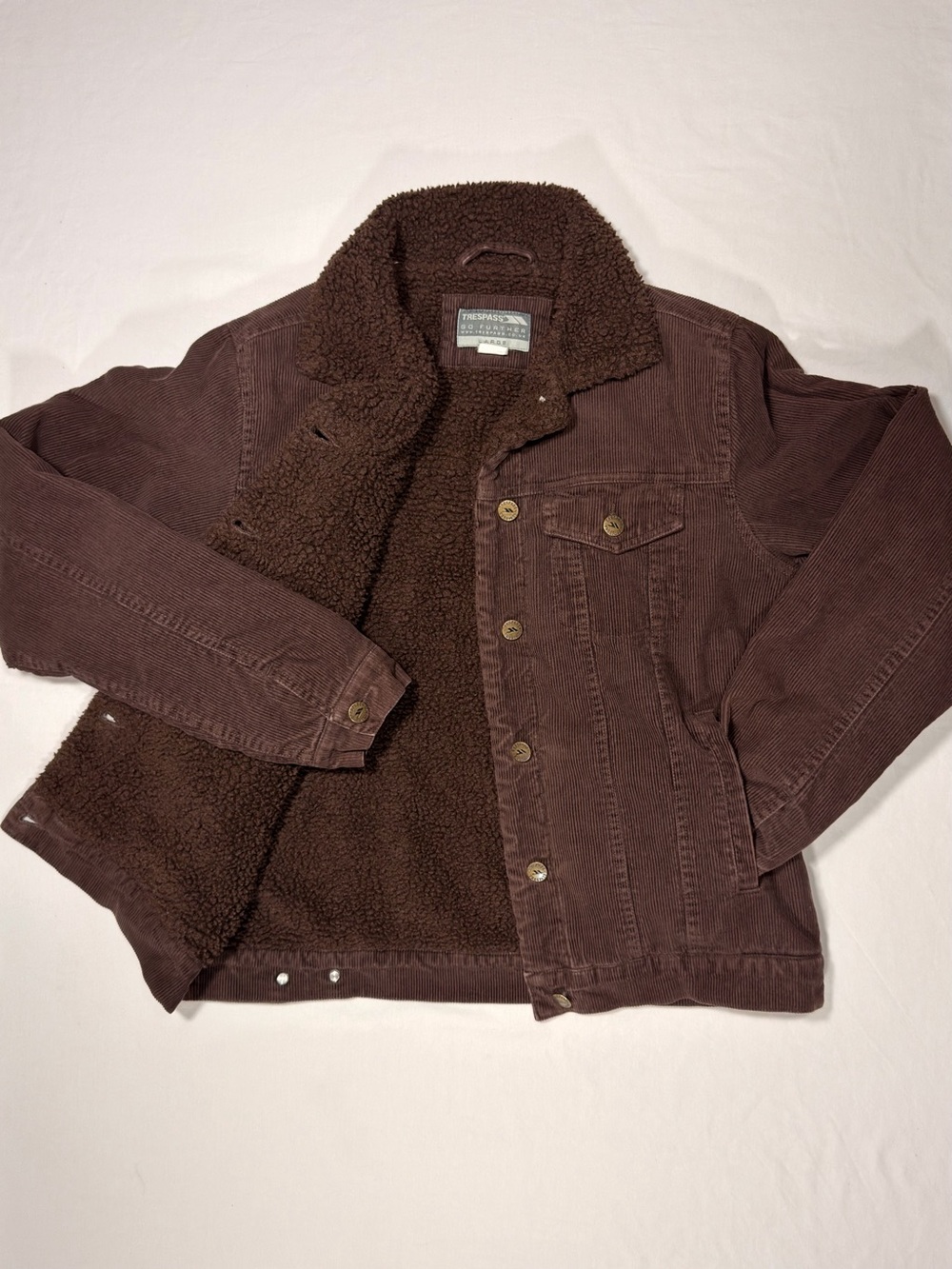 Trespass Women’s Brown Corduroy Sherpa Trucker Jacket L